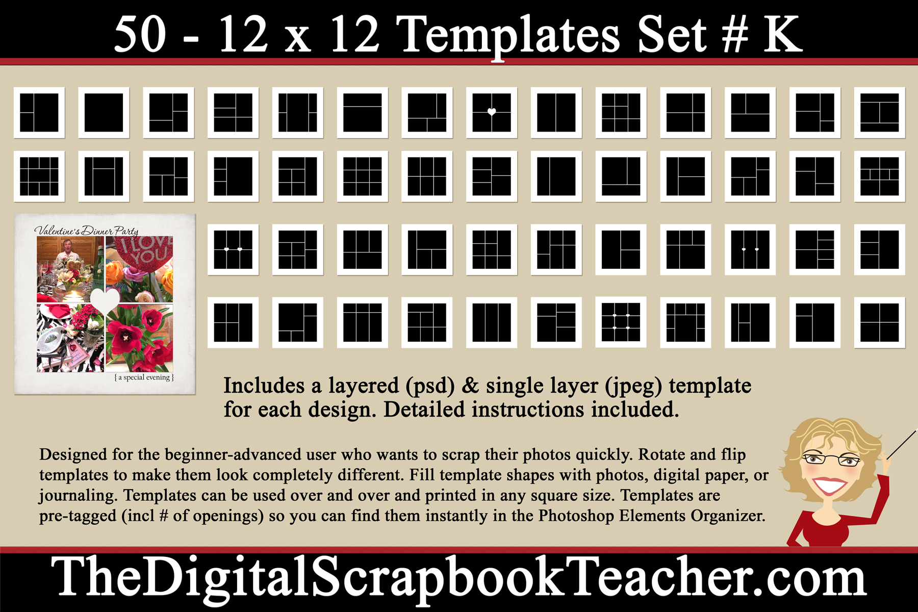 12x12 Digital Scrapbook Pages, Scrapbook Prints