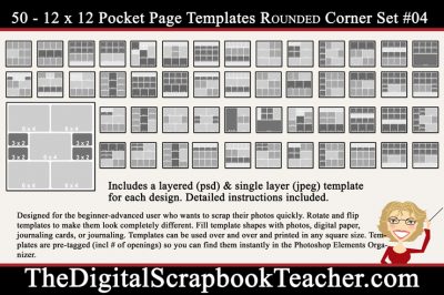 12 x 12 inch Scrapbook Page Templates (50 per set -Download) - #L - The  Digital Scrapbook Teacher